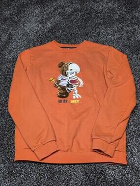 Loop Graphic Sweatshirt Mens Small Orange Bitter-Sweet Teddy Bear Skeleton...